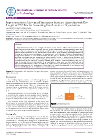 Implementation of Advanced Encryption Standard Algorithm With