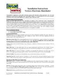 Installation Instructions Vertex® Electronic Distributor