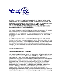 Internet Society Comments Submitted to the United