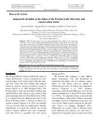 Research Article Annotated Checklist of the Fishes of the Persian Gulf