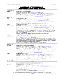 Schedule of Physics