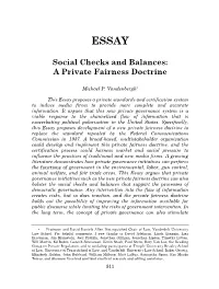 Social Checks and Balances: a Private Fairness Doctrine