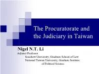 The Procuratorate and the Judiciary in Taiwan