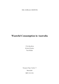 Wasteful Consumption in Australia
