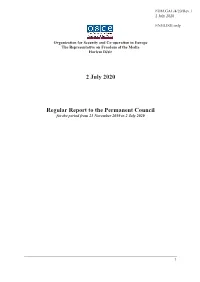 2 July 2020 Regular Report to the Permanent Council