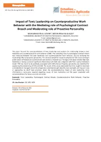 Impact of Toxic Leadership on Counterproductive Work Behavior with the Mediating Role of Psychological Contract Breach and Moderating Role of Proactive Personality