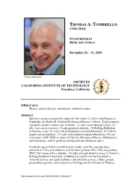 Interview with Thomas A. Tombrello