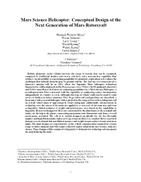 Mars Science Helicopter: Conceptual Design of the Next Generation of Mars Rotorcraft