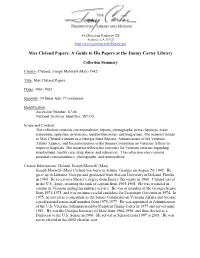 Max Cleland Papers: a Guide to His Papers at the Jimmy Carter Library