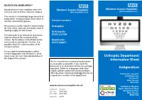 Orthoptic Department Information Sheet