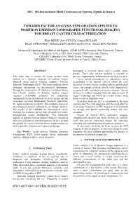Towards Factor Analysis Exploration Applied to Positron Emission Tomography Functional Imaging for Breast Cancer Characterization