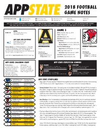 2018 Football Game Notes
