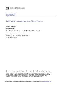Andrew G Haldane: Seizing the Opportunities from Digital Finance