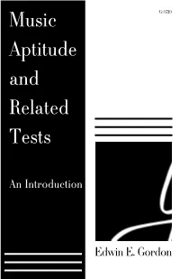 Music Aptitude and Related Tests