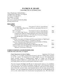 PATRICK B. SHARP Curriculum Vitae (As of February 2013)