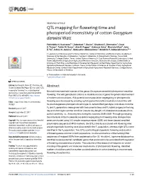 QTL Mapping for Flowering-Time and Photoperiod Insensitivity of Cotton Gossypium Darwinii Watt