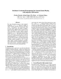 Stochastic Constraint Programming for General Game Playing with Imperfect Information