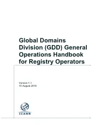 (GDD) General Operations Handbook for Registry Operators