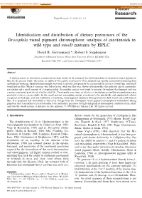 Identification and Distribution of Dietary Precursors of The