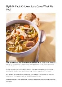Myth Or Fact: Chicken Soup Cures What Ails You?