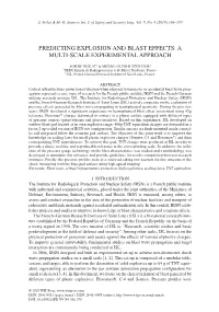 Predicting Explosion and Blast Effects: a Multi-Scale Experimental Approach