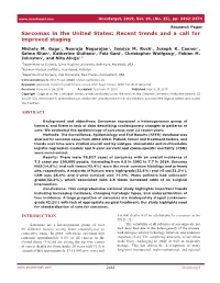 Sarcomas in the United States: Recent Trends and a Call for Improved Staging