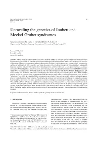 Unraveling the Genetics of Joubert and Meckel-Gruber Syndromes
