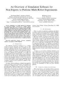 An Overview of Simulation Software for Non-Experts to Perform Multi-Robot Experiments