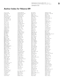Author Index for Volume 109