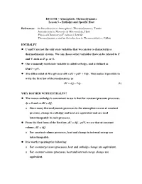 Enthalpy/Specific Heat