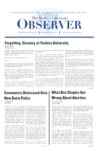 Forgetting Decency at Yeshiva University Commuters Distressed