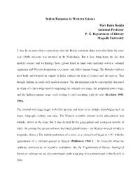 Indian Response to Western Science Hari Babu Boddu Assistant