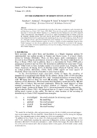Journal of West African Languages Volume 45.1 (2018) on the EXPRESSION of DIMINUTIVITY in SUSU Jonathan C. Anderson , Christophe