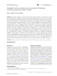 Misapplied Names, Synonyms and New Species of Ipomoea (Convolvulaceae) from South America