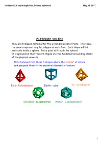 PLATONIC SOLIDS They Are 5 Shapes Named After the Greek Philosopher Plato