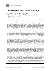 Remote Sensing of Volcanic Processes and Risk