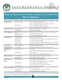 Run Timing Always Read the Current Southcentral Sport Fishing Regulations Summary Booklet and Emergency Orders Before You Fish