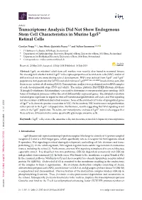 Transcriptome Analysis Did Not Show Endogenous Stem Cell