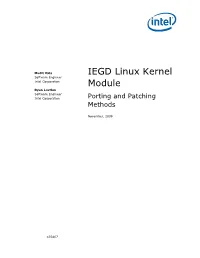 IEGD Linux Kernel Module Porting and Patching Methods