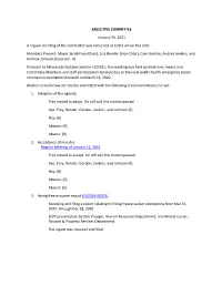 Regular Meeting of January 26, 2021