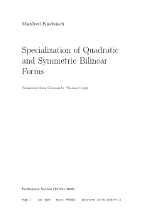Specialization of Quadratic and Symmetric Bilinear Forms