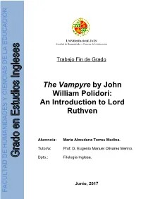 The Vampyre by John William Polidori: an Introduction to Lord Ruthven