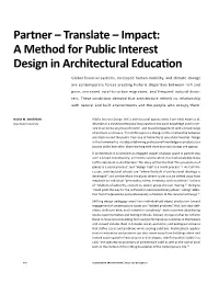 A Method for Public Interest Design in Architectural Education