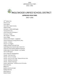 Approved Field Trips 2015 – 2016