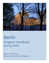 Berlin Program Handbook Spring 2016
