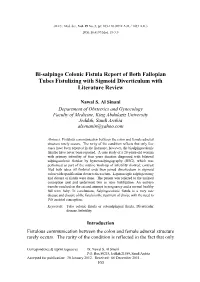 Bi-Salpingo Colonic Fistula Report of Both Fallopian Tubes Fistulizing with Sigmoid Diverticulum with Literature Review