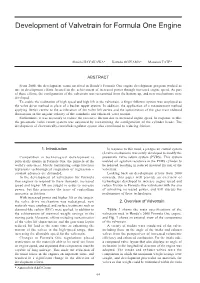 Development of Valvetrain for Formula One Engine