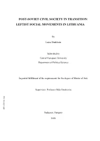 Post-Soviet Civil Society in Transition: Leftist Social Movements in Lithuania