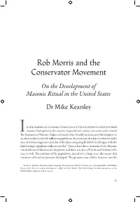 Rob Morris and the Conservator Movement