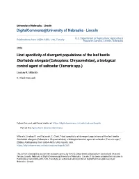 Coleoptera: Chrysomelidae), a Biological Control Agent of Saltcedar (Tamarix Spp.)